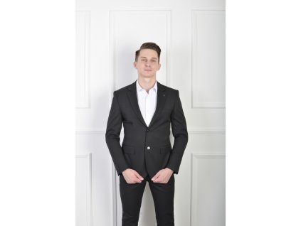 Pánske čierne sako s jemnou štruktúrou 22264