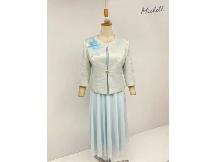 Dámske  jednofarebné bledomodré midi šaty 23406