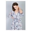 Dámske  bledomodré kvetované šaty  s rukávom na bežné denne nosenie po kolená14288