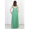 Dlhé zelené spoločenské lesklé šaty na ramienka 18811