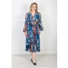 Hnedo-modré dámske vzorované šaty s opaskom 19518