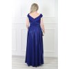 Dlhé spoločenské parížské modré šaty s odhalenými ramenami 19660
