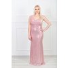 Dlhé dámske bledoružové spoločenské šaty s flitrami 17504