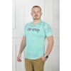 Pánske tyrkysové tričko s nápisom a vzorom 20179