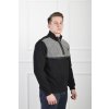 Pánsky čierno-sivý pulóver s golierom a zipsom 21003