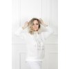 Dámske biele tričko so vzorom kvetou a kapucňou 20558