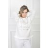 Dámske biele tričko so vzorom kvetou a kapucňou 20558