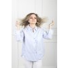 Dámska biela košeľa s modrými postriebrenými pásikmi 21428