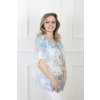 Dámska bielo-modrá blúzka s viazaním a vzorom 21492