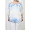 Dámska bielo-modrá blúzka s viazaním a vzorom 21492