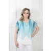 Dámska tyrkysovo-biela vzorovaná blúzka 21495