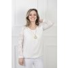 Dámska biela blúzka s dlhými čipkovanými rukávmi 20821