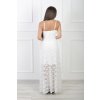 Dámske dlhé biele čipkované šaty na ramienka 21640