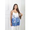 Dámska vzdušná modro-biela blúzka na ramienka so vzorom 21617