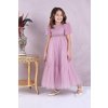 Dievčenské šaty staroružovej farby s tylovými rukávmi 21828