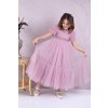 Dievčenské šaty staroružovej farby s tylovými rukávmi 21828