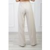 Dámske dlhé široké béžové nohavice s viazaním 21726