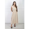Dámske dlhé béžové bavlnené šaty s volánmi 21857