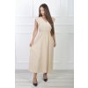 Dámske dlhé béžové bavlnené šaty s volánmi 21857