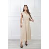 Dámske dlhé béžové bavlnené šaty s volánmi 21857