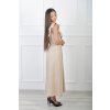 Dámske dlhé béžové bavlnené šaty s volánmi 21857