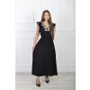 Dámske dlhé čierne bavlnené šaty s volánmi 21858
