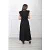 Dámske dlhé čierne bavlnené šaty s volánmi 21858