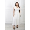Dámske dlhé biele bavlnené šaty s volánmi 21859