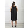 Dámske krátke bezrukávové šaty čiernej farby s odnímateľným kvetom 21786