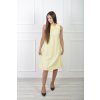 Dámske krátke bezrukávové šaty žltej farby s odnímateľným kvetom 21781