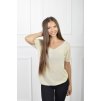 Dámske krátkorukávové pleteninové tričko béžovej farby 21839