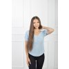 Dámske krátkorukávové pleteninové tričko modrej farby 21838