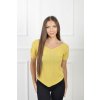 Dámske krátkorukávové pleteninové tričko žltej farby 21835