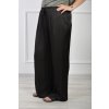 Dlhé dámske saténové čierne nohavice 21976