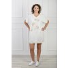 Krátke dámske biele šaty so vzorom zlatého kvetu 21774
