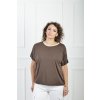 Dámske hnedé tričko so zlatým lemom okolo krku 21929
