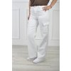 Dámske dlhé biele nohavice s vreckami 21865