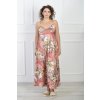 Dámske dlhé farebné šaty so vzorom červených papagájov 22115