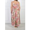 Dámske dlhé farebné šaty so vzorom červených papagájov 22115