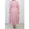 Dámske dlhé ružové šaty s krajkou 22094
