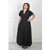 Dlhé dámske šaty čiernej farby s krátkym rukávom 22035