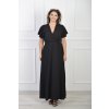 Dlhé dámske šaty čiernej farby s krátkym rukávom 22035