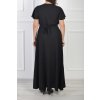 Dlhé dámske šaty čiernej farby s krátkym rukávom 22035
