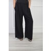 Dámske široké čierne nohavice na gumičku 22047