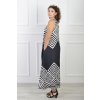 Dlhé dámske čierno-biele šaty so zaujímavým vzorom 22116