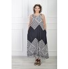Dlhé dámske čierno-biele šaty so zaujímavým vzorom 22116
