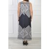 Dlhé dámske čierno-biele šaty so zaujímavým vzorom 22116