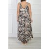 Dlhé letné bezrukávové krémovo-hnedo-čierne šaty so vzorom 22159