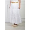 Dámska bavlnená biela midi sukňa s opaskom 21944