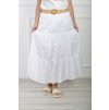 Dámska bavlnená biela midi sukňa s opaskom 21944